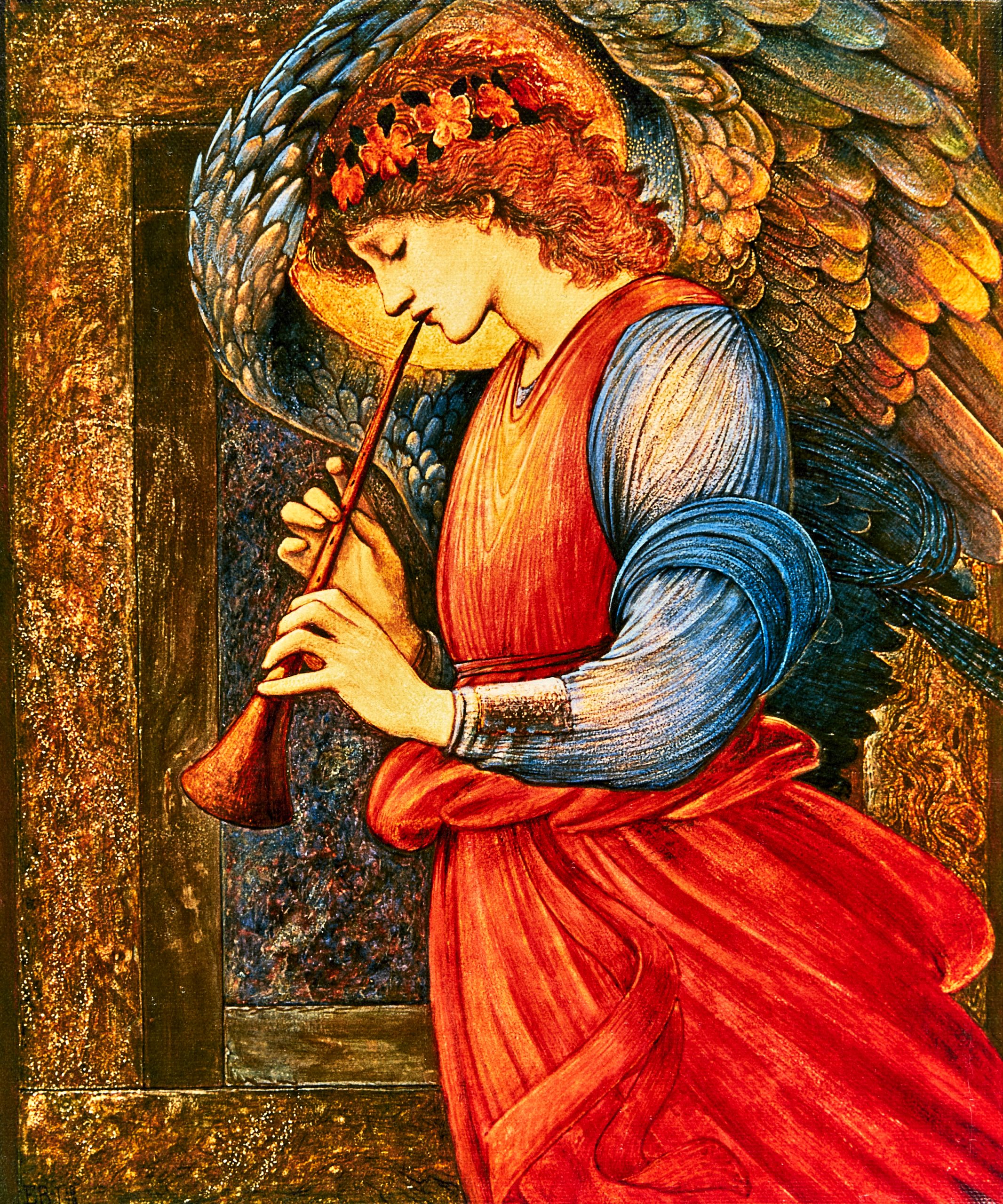 Burne-Jones, Edward Ein Engel, der ein Flageolett spielt